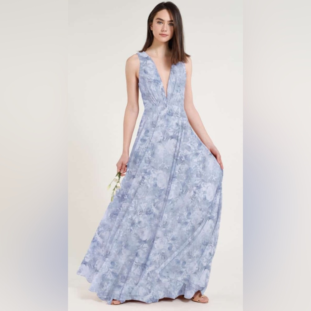 Jenny Yoo Powder Blue Floral Maxi Dress